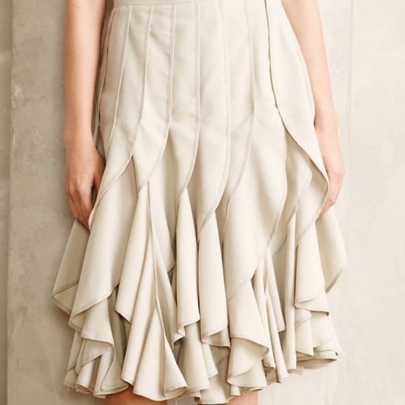 Anthropologie Dresses & Skirts - New Varun Bahl anthropologie ice fall gray layered tiered skirt ruffle hem